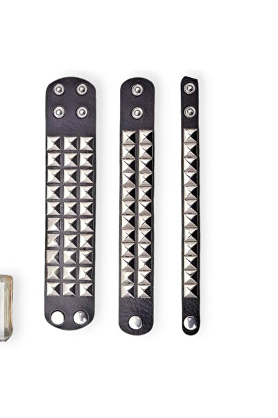 NEGO ACCESORİES METAL ZIMBA DETAYLI SUNİ DERİ GOTİK PUNK ROCK UNİSEX BİLEKLİK