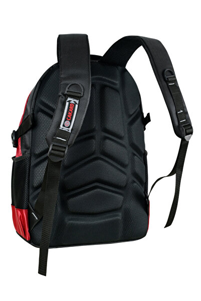 Bliss Red Unisex School Backpack with Laptop Compartment and Orthopedic Back Support