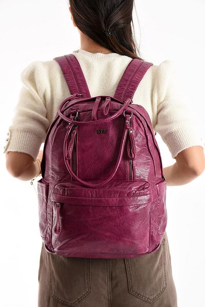 yuzuco Faux Leather Backpack Purple (Model: 571-11-12J)