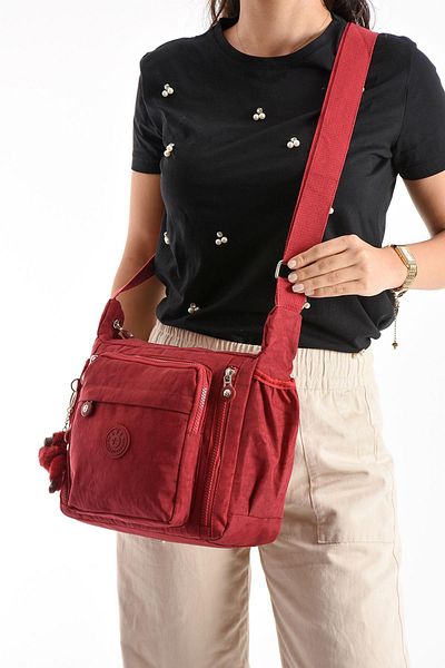 571 Collections Çanta Crossbody Ultra-Light Multi-Pocket Shoulder Bag Red (Model: 571-6m)