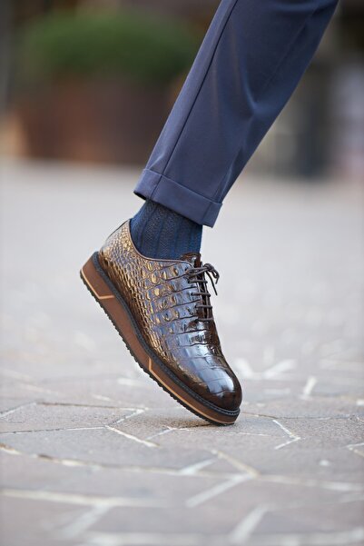 Faruk balkanas Marquez Model Crocodile Leather Casual Shoes