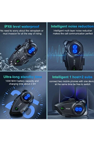 Vothoon Y5X RGB Işıklı Intercom 5 Kişi Bağlantılı 1000mAh Motosiklet Bluetooth Kulaklık Seti