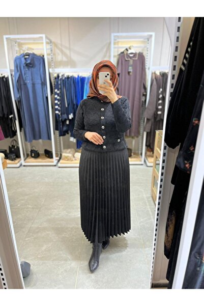 Famelin Piliseli Uzun Etek Siyah