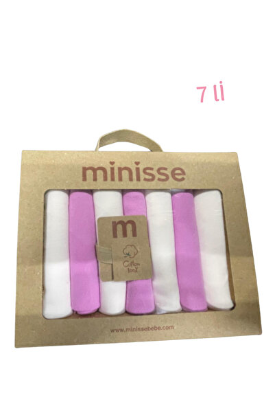 Minisse Organik Pamuk Yenidoğan Bebek Hediyelik 7 li Ağız Silme Mendil Set