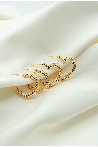 Le Manolia Accessories Heart Pattern Clip Steel Curved Women's Earrings