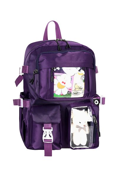 Bliss Rucsac mov Kawaii în stil coreean pentru fete, copii și băieți, cu accesorii