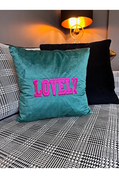 ref crea Green Embroidered Throw Pillow Cover - Lovely