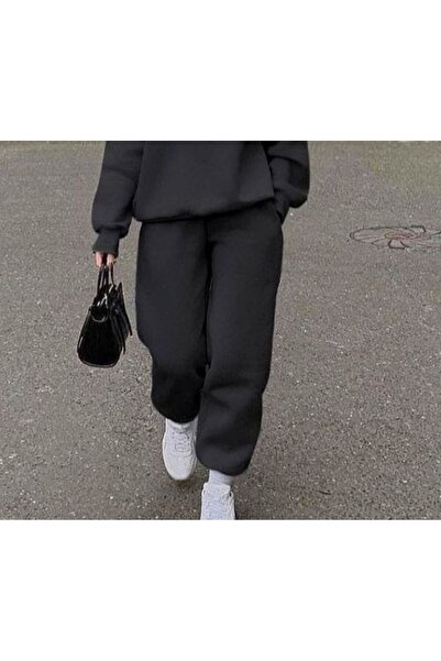 JustBS Черни гумени панталони с маншети за джогинг