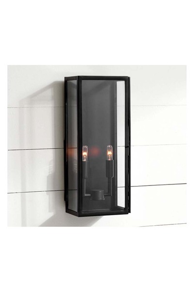 Pottery Barn مانور زجاج وحديد شمعدان خارجي مزدوج