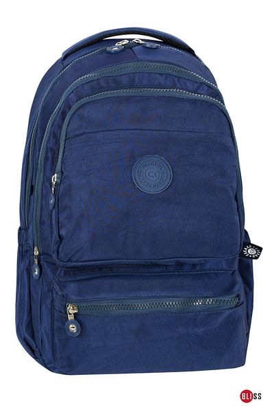 Bliss Navy Blue Unisex Daily & School Backpack Crinkle Fabric Backpack with Laptop Compartment