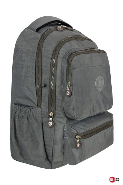 Bliss Gray Large Size Unisex Daily & Primary & High School Backpack Crinkle Fabric Backpack with Laptop Compartment