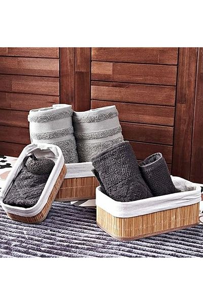 DECOSTYLE Bamboo 3-Piece Storage Basket