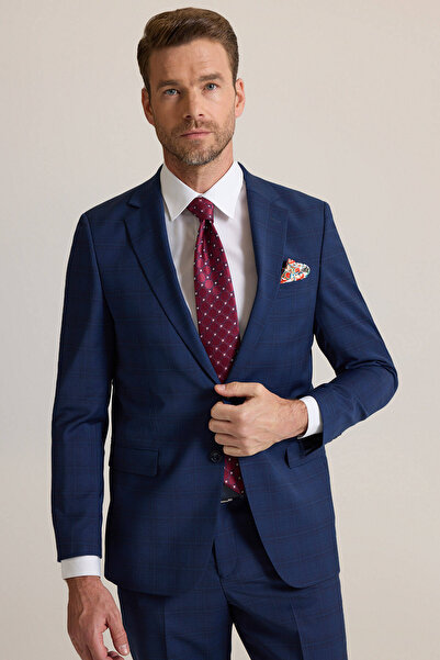 Ysf Erkek Lacivert Regular Fit Mono Yaka %100 Yün Takım Elbise