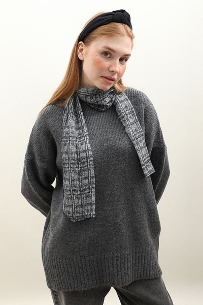 ZÜLAYS Pulover cu nervuri oversize antracit