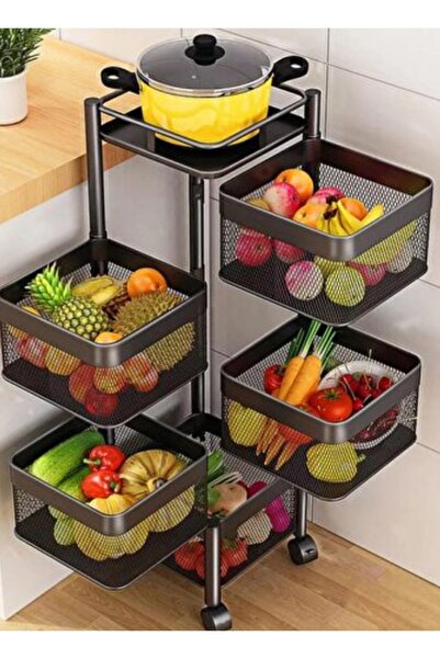 tuhapack plastic packaging Lux Metal Sebzelik Meyvelik Kare 5 Katlı Siyah Dek...