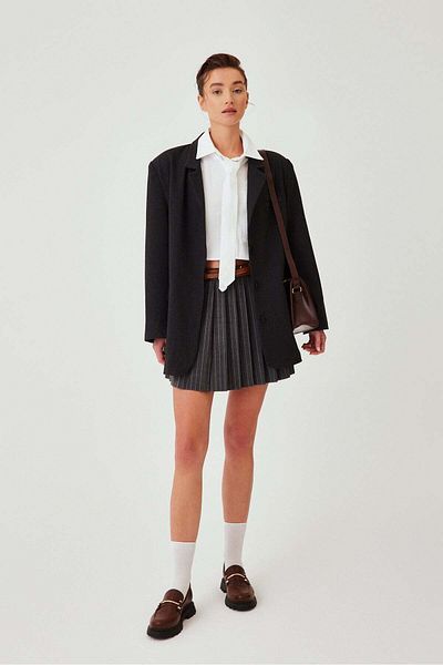 mathilda store Women's Striped Pleated Mini Skirt