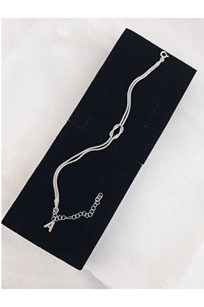 klas gümüş Gümüş Harfli Düğüm Bileklik Rodaj Özel Gün Hediyesi