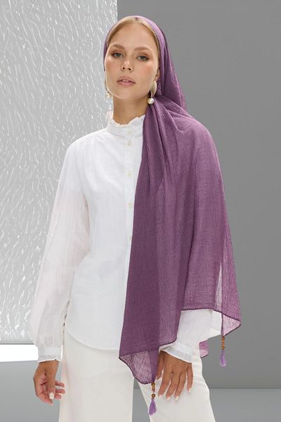 Starpink Bürümcük Muslin Tasseled Cotton Shawl - Starpnk