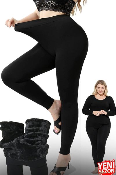 BELLİZZİ Women's Seamless Ankle Wrap Special Band Inside Surface Plush Plus Size Thermal Leggings