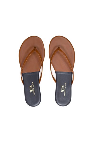 Tkees Women's Classic Stylish Casual Navy Blue/Tan Flip Flops