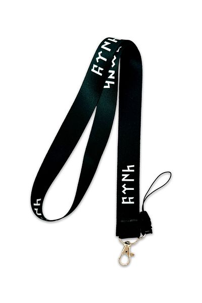 PABALAS Black Gokturk Turkish Patterned Neck Lanyard Strap Name Badge Holder-Phone Strap