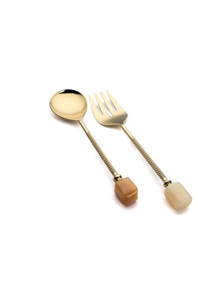 Mikasa Moor Rayn Gold 2-Piece Salad Serving Set