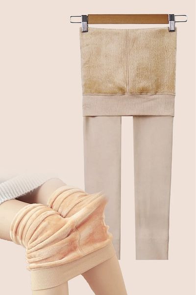 SAUNA SUIT ملابس داخلية نسائية شتوية من القطيفة عالية الخصر بلون البشرة