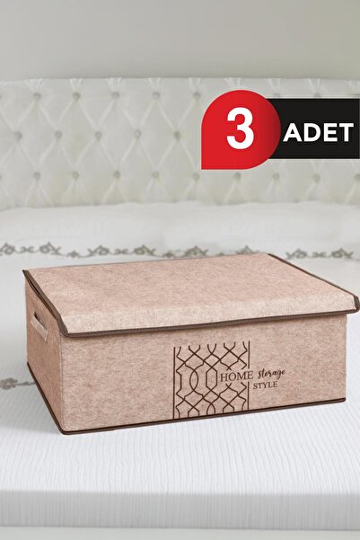 ALAS Keçe Kapaklı Baza Kutu Bej 50x40x19 CM 3 ADET