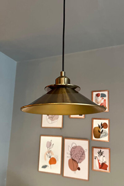 Bamyum Nantes Eskitme Rengi Yarım Lale Başlık Metal Sarkıt Avize Modern Restoran Salon Retro Sarkıt Model