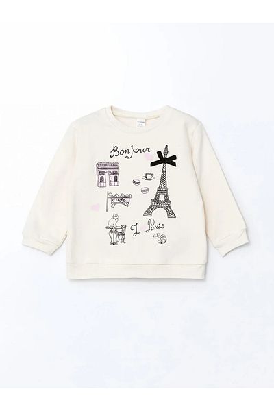 LC Waikiki Lcw Kids Burgundy Crew Neck Ribbon Girls' Sweatshirt Set of 2