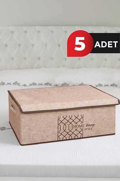ALAS Μπεζ Κουτί βάσης - 50x40x19 cm, 5 τεμάχια, με τσόχινο κάλυμμα