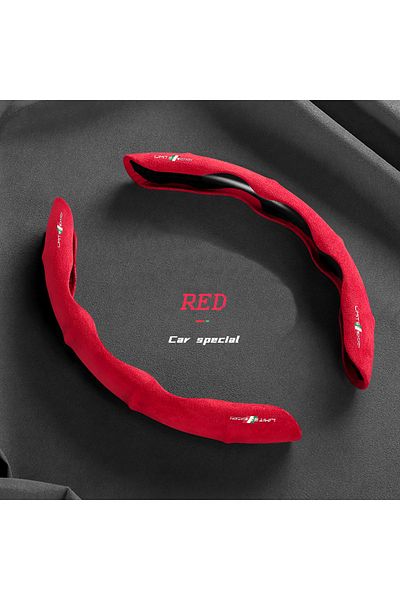 Red-LE-ITA 1 set Premium Breathable and Non-slip Suede Car Steering Wheel Cover For Audi Mercedes Be