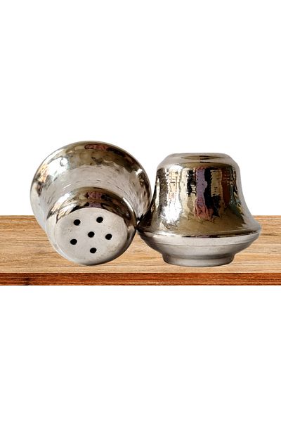 Trade Bazaar Gaziantep Handcrafted Silver Plated Copper Salt Shaker Set of 3