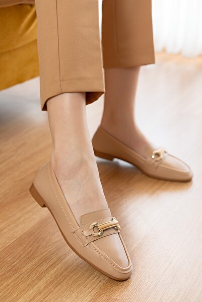 DİVOLYA Fabri Nude Buckle (1 cm Heel) Ballerinas with Cuticle Toe