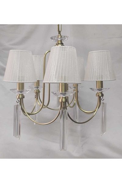yıldırımavize Countess Model 5-Piece - Brass Antique Chandelier and Led Light Bulbs with Hat Gift