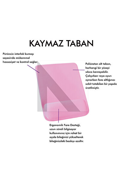Active Team MP02 - Pembe Dörtgen Bilek Destekli Mouse Pad | Konfor, Kaymaz Taban, Ergonomik, Yumuşak, Ev,ofis