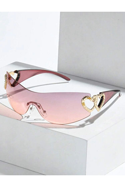 La Saade Y2K Fairycore Pink Heart Sunglasses.