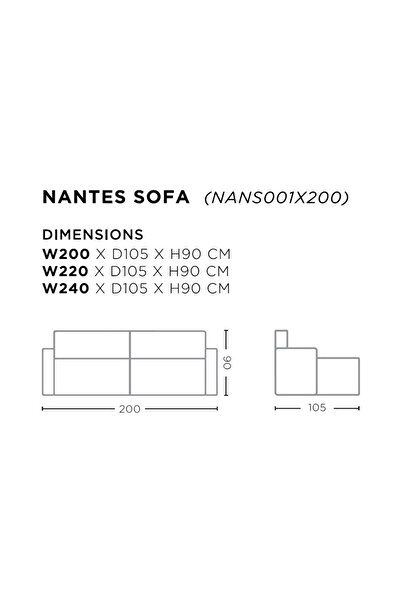 Coastal Homes Nantes Sofa - Keten Kılıflı Koltuk - 240 cm