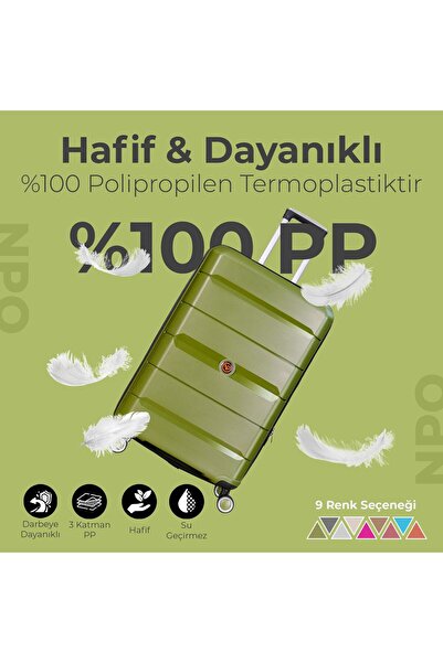 NPO Diamond PP(Polipropilen) Küçük ve Orta Boy 2'li Kırılmaz Valiz Seti-Siyah