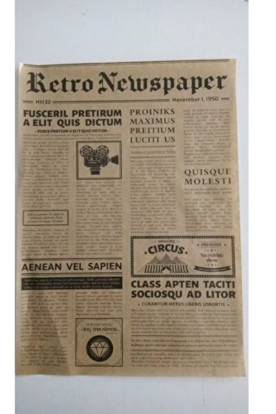 Kitchen Beauty 100 Adet Kendinden Desenli Yağlı Kağıt | 100 Adet Vintage Gazete Desen Sunum Kağıdı