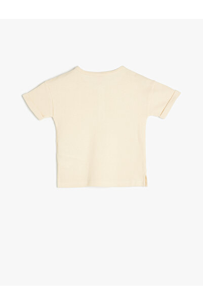 Koton Button Detailed Short Sleeve Cotton Crew Neck Basic T-Shirt