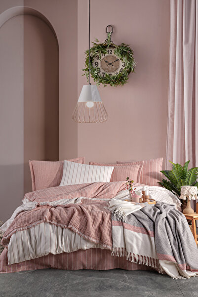 Unica Efekt Nevresimli Yatak Örtüsü Seti Kiremit - 8 Parça