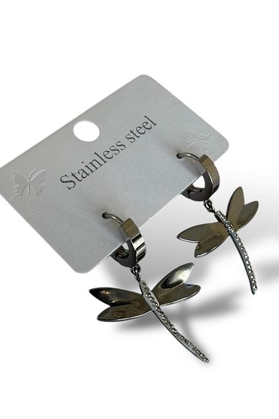 TAKIŞTIR Silver Color Bird Figured Steel Earrings (Pair)