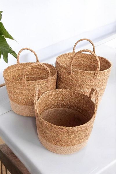 Digithome Wicker Decorative 3-Piece Basket Organizer - C-1-1-100