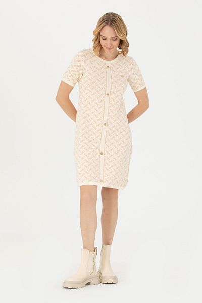 U.S. Polo Assn. Rochie de damă din tricotaje crem