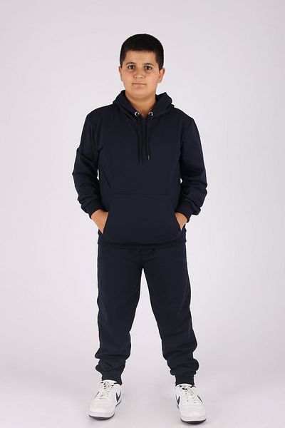 han elegant Μονόχρωμο Σετ παιδικής φόρμας Unisex με κουκούλα 2 κλωστών εποχιακής τσέπης καγκουρό