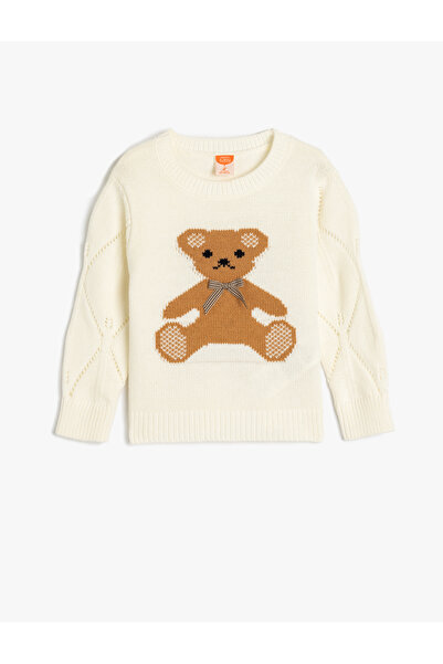 Koton Teddy Bear Print Crew Neck Sweater - Long Sleeve