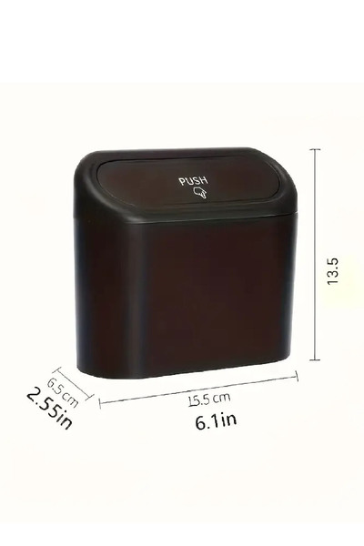 batcell Car Auto Trash Can Portable In-Car Portable Lid Organizer Trash Can Push Lid Bucket