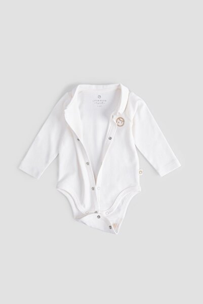 Little Gusto Ecru Colored Organic Cotton Baby Collar Shirt Body