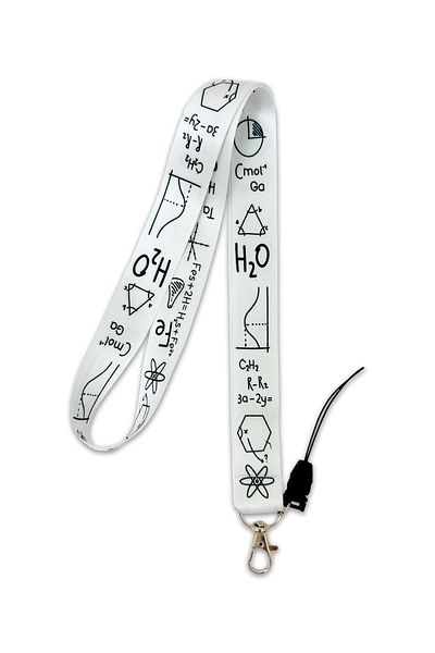 PABALAS White Physics Formula Pattern Neck Lanyard Strap Name Badge Holder-Phone Strap